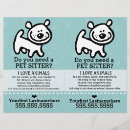 Flyer Pet Sitter.Dog Sitter.2 para 1.Personalizável.