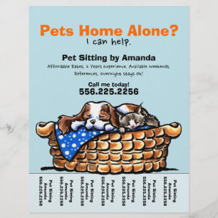 Flyer Pet Sitter Sentado Folha de Rasgos Personalizada