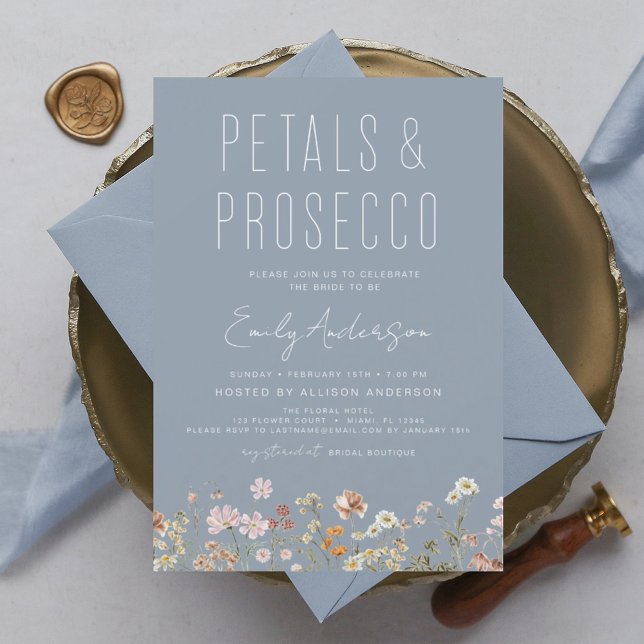 Flyer Pétalas de Flor Selvagem e Convite Prosecco (Criador carregado)