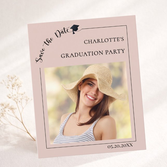 Flyer Photo Blush Pink Graduation Party Save the Date (Criador carregado)