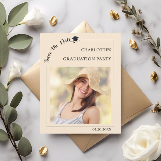 Flyer Photo champagne budget Graduation Save the Date (Criador carregado)