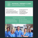Flyer Physical Therapy Clinic Green Logo Photo QR<br><div class="desc">Professional physical therapy flyer with front-side space for logo, photo, services, key information, and contact details. The back features a QR code to help patients stay connected, along with replaceable social media icons. Ideal for promoting services with a clean, trustworthy layout. Visit the store for more coordinated business marketing designs....</div>