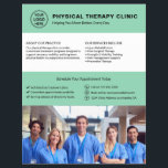 Flyer Physical Therapy Clinic Soft Green Logo Photo QR<br><div class="desc">Professional physical therapy flyer with front-side space for logo, photo, services, key information, and contact details. The back features a QR code to help patients stay connected, along with replaceable social media icons. Ideal for promoting services with a clean, trustworthy layout. Visit the store for more coordinated business marketing designs....</div>