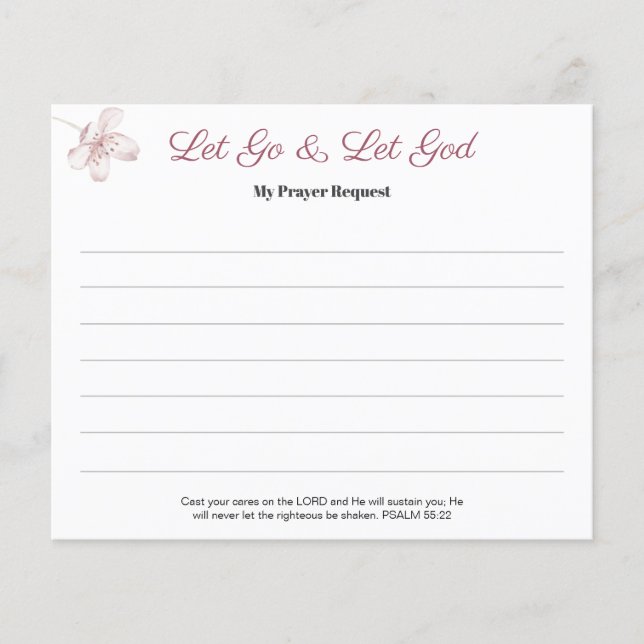 Flyer Pink Blossom Women's Prayer Request Card (Frente)