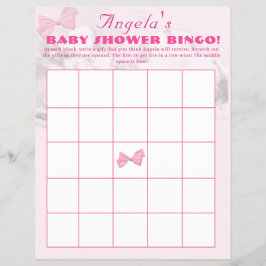 Flyer Pink Bows Baby Shower Bingo