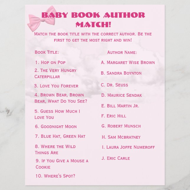 Flyer Pink Bows Baby Shower Bingo (Frente)