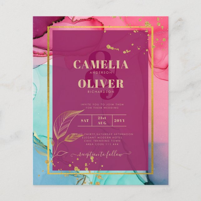 Flyer PINK Intenso Turquesa OURO CASAMENTO Tinta Alcoóli (Frente)