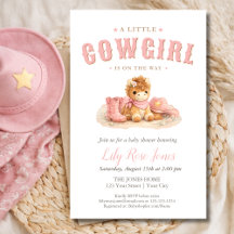 Pink Little Cowgirl Watercolor Baby Shower