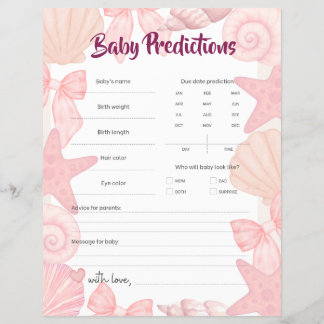 Flyer Pink Sea You Soon Baby Shower Predictions