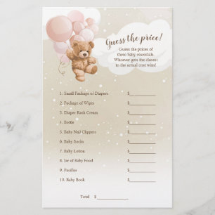 Flyer Pink Teddy Bear Guess The Price Game