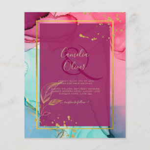 Flyer PINK Turquesa Dourado CASAMENTO Tinta Álcool Inten