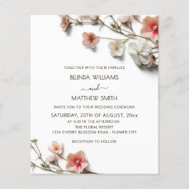 Flyer Pink White 3D Wildflowers BUDGET Wedding
