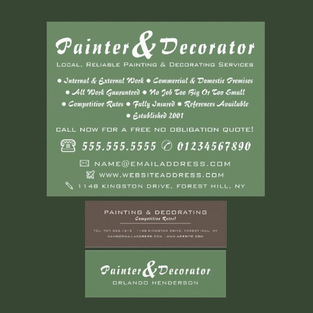 Flyer Pintor e Decorador Verde e Castanho Modernos (Criador carregado)