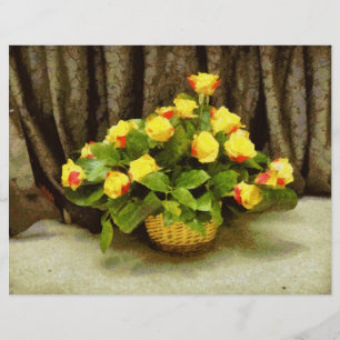 Flyer Pintura de cesto de rosas amarelas