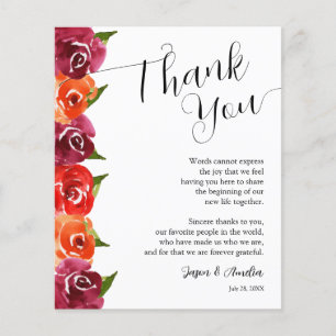 Flyer Placa De Casamento Floral Vibrante Obrigado