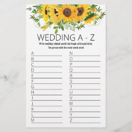 Flyer Placa de Chá de panela Girassol do Jogo A para Z