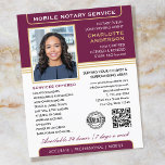 Flyer Placa de Foto do Serviço Notório do Na moda Mobile<br><div class="desc">Atrair mais clientes com esses folhetos de negócios clássicos do 'Serviço Notário Móvel'. Um modelo de na moda personalizado com sua foto, nome, detalhes, código QR e um logotipo ou símbolo de acreditação. Todos os textos e imagens podem ser personalizados ou excluídos para que você possa incluir as informações desejadas....</div>