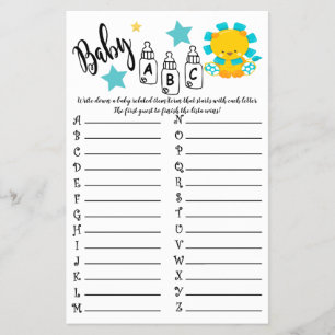 FLYER PLACA DE JOGO DE CHÁ DE FRALDAS ABC COLORIDA LION