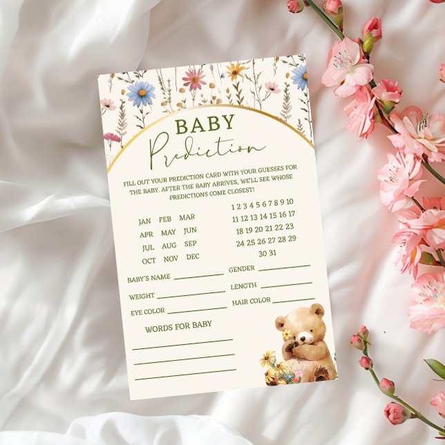 Flyer Placa de Previsão de Urso de Teddy Bravo Floral (Criador carregado)