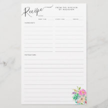 Placa de Receita Suculenta com Blush Floral de Orç