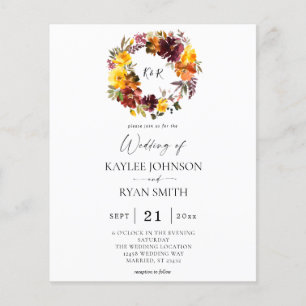 Flyer Planador de Casamento Laranja e Amarelo Floral 2
