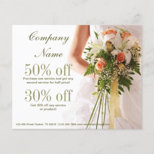 Flyer planejador de casamento do buquê de noiva elegante