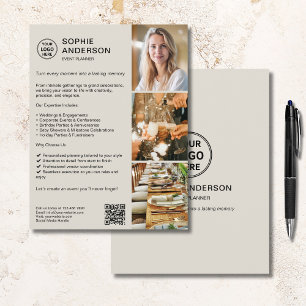Flyer Planejador de Eventos QR de Logotipo Personalizado