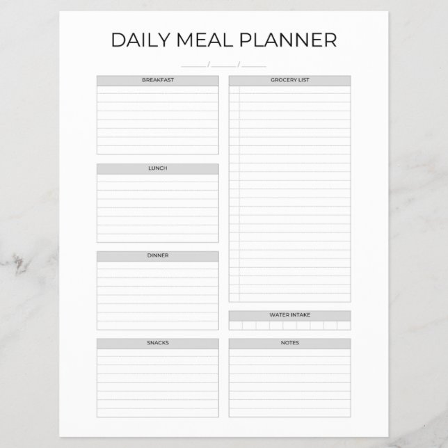 Flyer Planejador Diário de Refeições | Simples Minimalis (Frente)