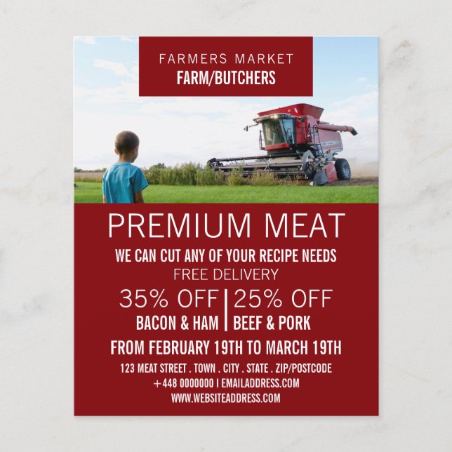 Flyer Plough in Field, Farmer & Butcher Advertising (Frente)