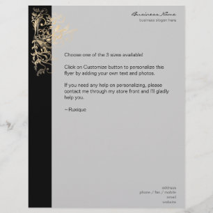 Flyer Pneumáticos de flores Douradas e elegantes, preto