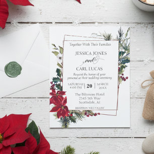 Flyer Poinsettia Winter Christmas Floral Frame Budget