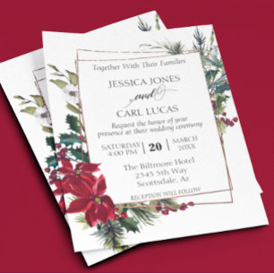 Flyer Poinsettia Winter Christmas Floral Frame Budget