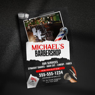 Flyer Pólo de barbearia profissional cabeleireiro barba