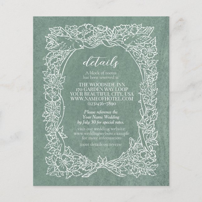 Flyer Pormenores do Casamento Sage Bird Border (Frente)