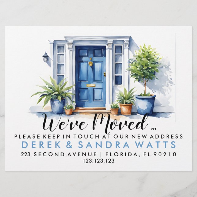 Flyer Porta da frente azul Mudança de endereço, casa mov (Frente)
