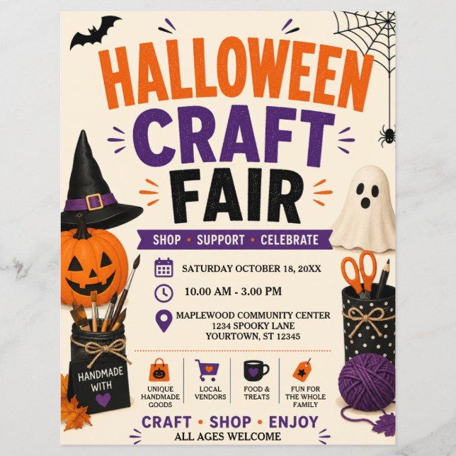 Flyer Pôster da Feira de Artesanato de Halloween (Frente)