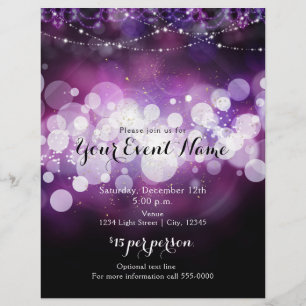 Flyer Pôster de Evento de Festa Glam Luzes Brilho Glow R
