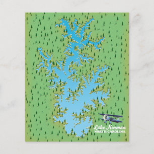 Flyer Pôster do mapa retrô do Lago Norman Carolina do Su