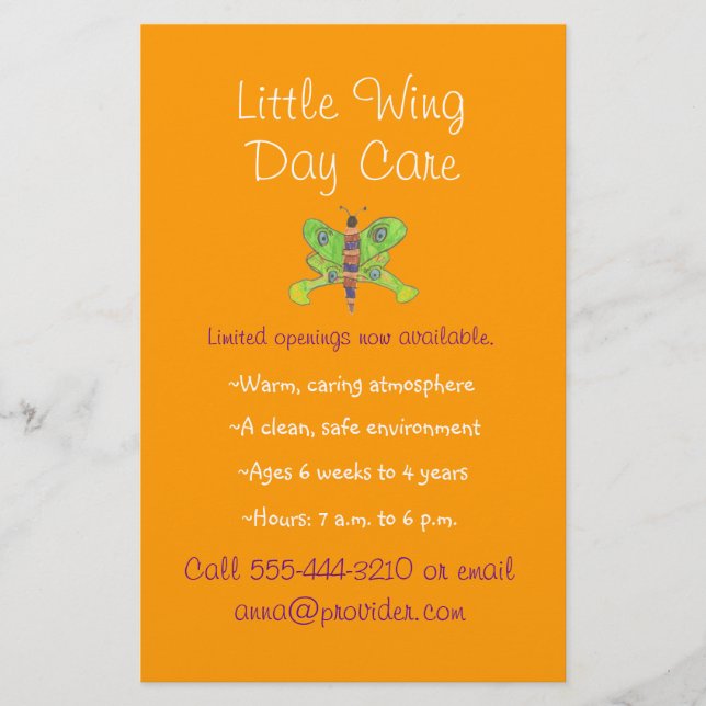 Flyer Pôster infantil tema borboleta (Frente)