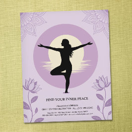 Flyer Postura da Árvore - Instrutor de Yoga com Flores d