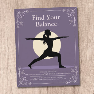 Flyer Postura do Guerreiro - Instrutor de Yoga com Flore