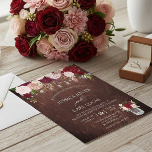 Flyer Pote Rustico de Madeira Rosa Bege Burgundy Orçamen