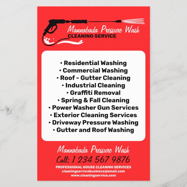 Flyer Potência de lavagem de pressão vermelho profission (Frente)