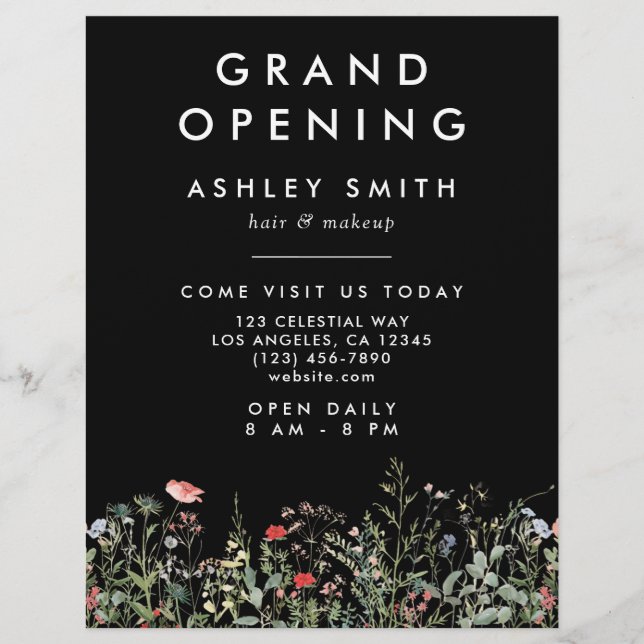 Flyer Prados de Flores Selvagens Pretas (Frente)