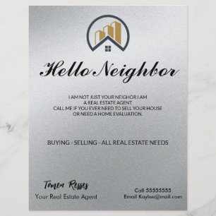 Flyer Prata de Glamor   Imobiliário Preto e Branco