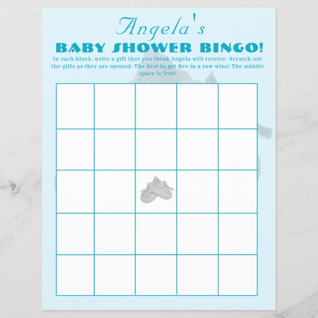 Flyer Precious Bundle Boy Baby Shower Bingo (Frente)