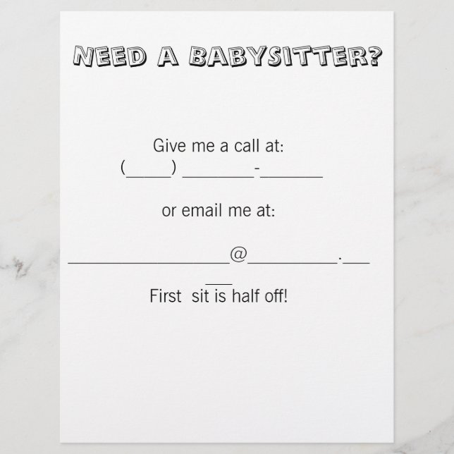 Flyer Precisa de uma babá? (Frente)