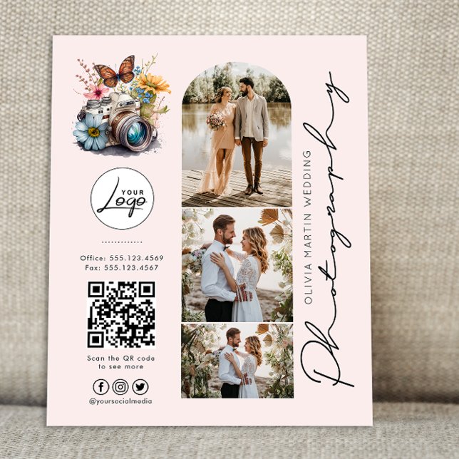 Flyer Preços de Fotografia de Casamento com Blush Modern (Criador carregado)