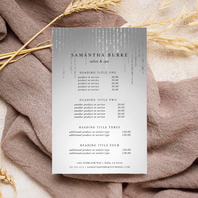 Flyer Preços e serviços de chuva prateada (Criador carregado)