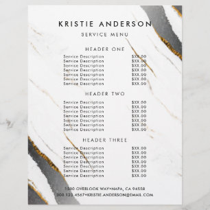 Flyer Preços e Serviços de Mármore Branco Dourado Preto